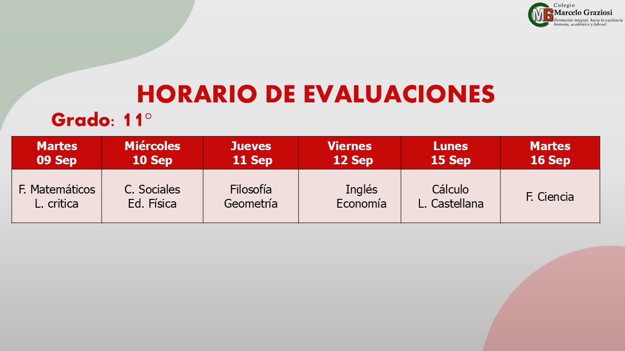 evaluaciones 3 undecimo 2025